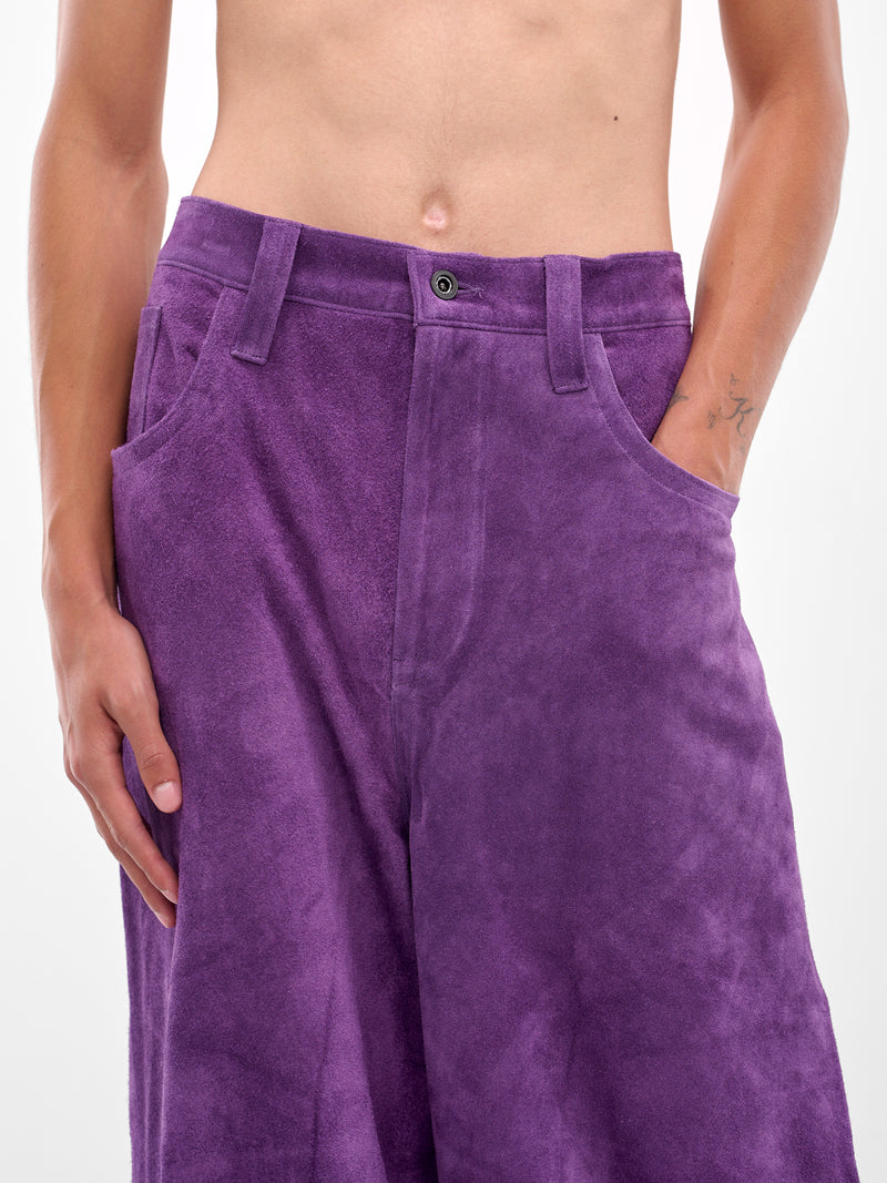 Purple Suede Wide Baggy Trousers (AUP2556-PURPLE-SUEDE)