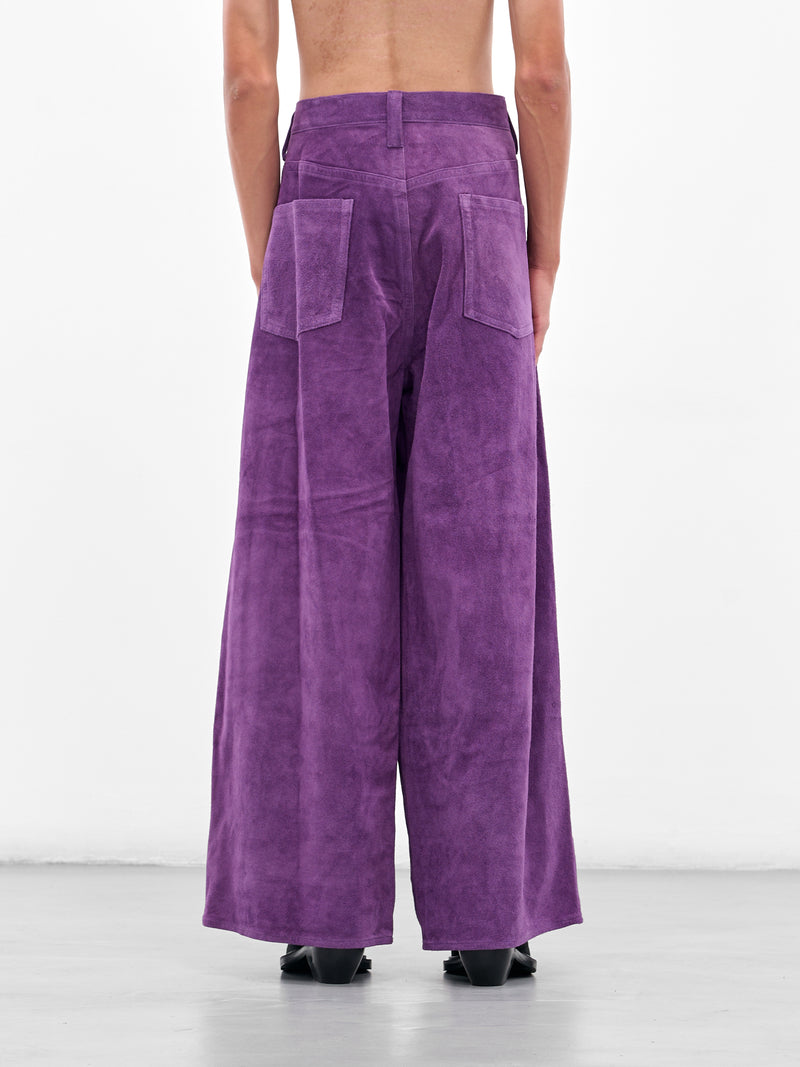 Purple Suede Wide Baggy Trousers (AUP2556-PURPLE-SUEDE)
