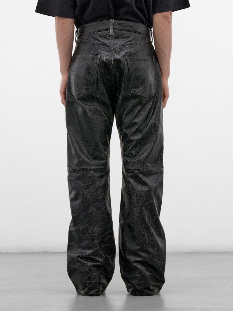 Black Vintage Leather Flared Trousers (AUP2664-VINTAGE-BLACK)