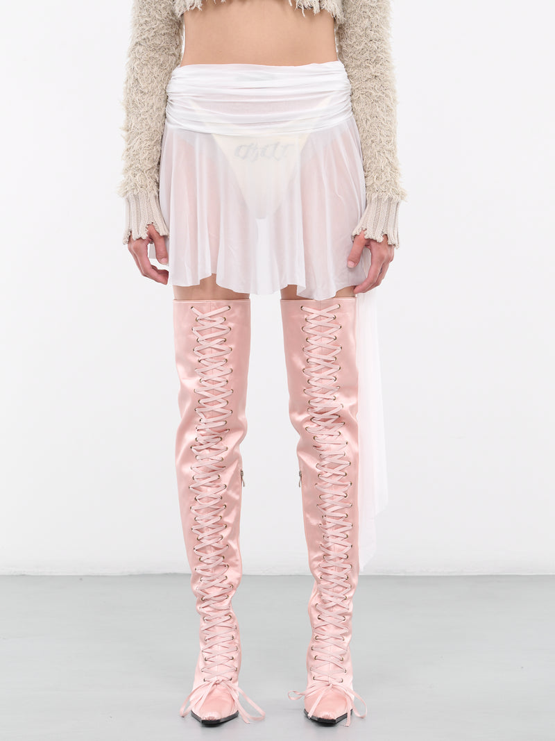 Lacing High Boots (AW23-HEEL-01-PK-PINK)