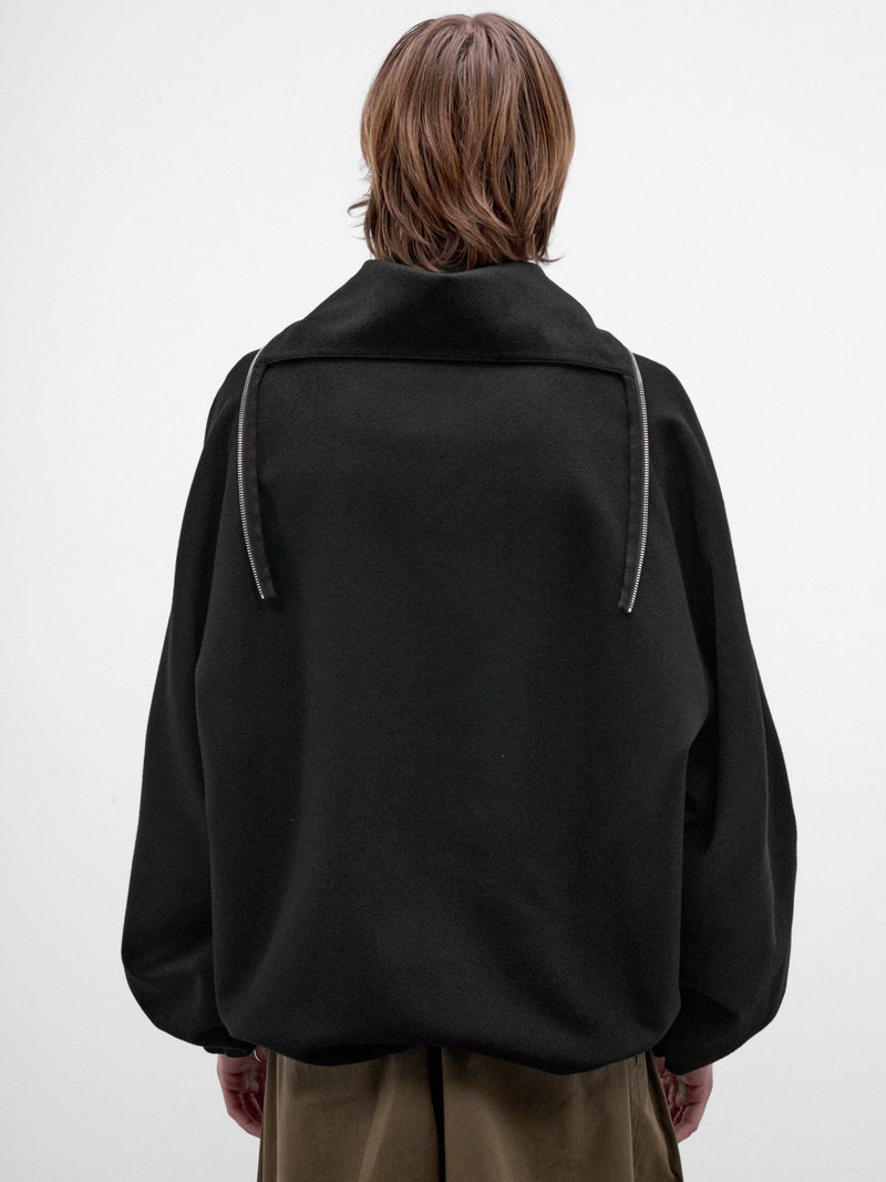 Black Half-Zip Hooded Jacket (AW26-003-04-BLACK)