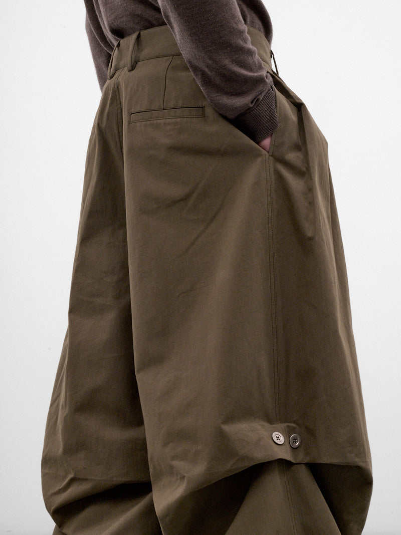 Green Wide Leg Draped Trousers (AW26-008-16G-GREEN)