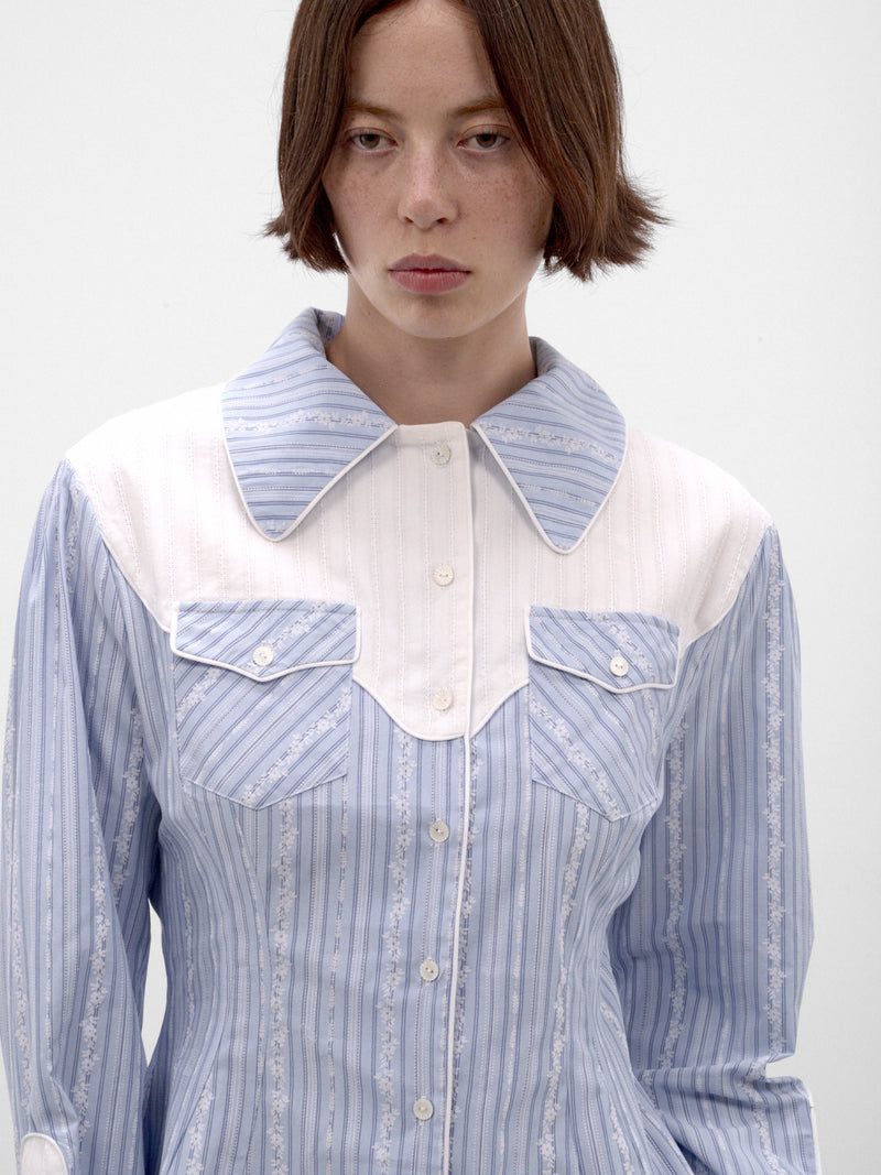 Blue Western Striped Shirt (AW2600BL03-SKY-BLUE)