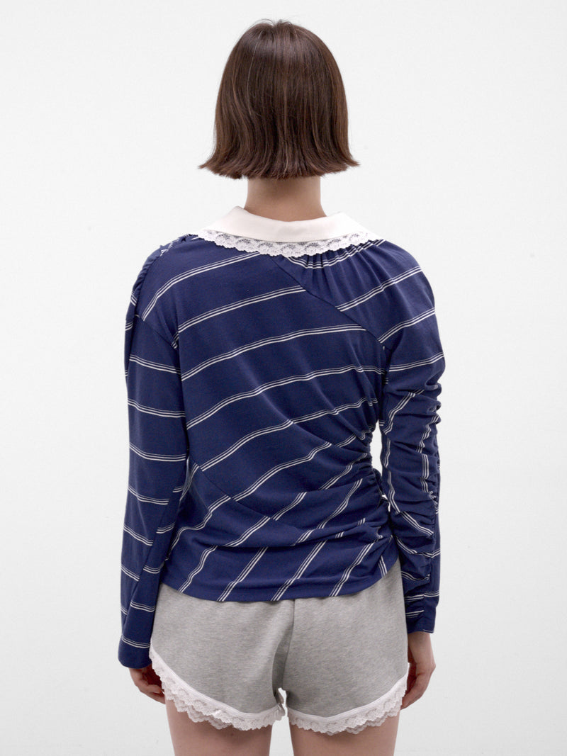 Striped Wild East Deconstructed Polo (AW2600T35-NAVY)