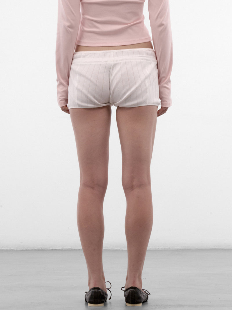 White Cotton Ribbed Mini Shorts (AW2600TR05-WHITE)