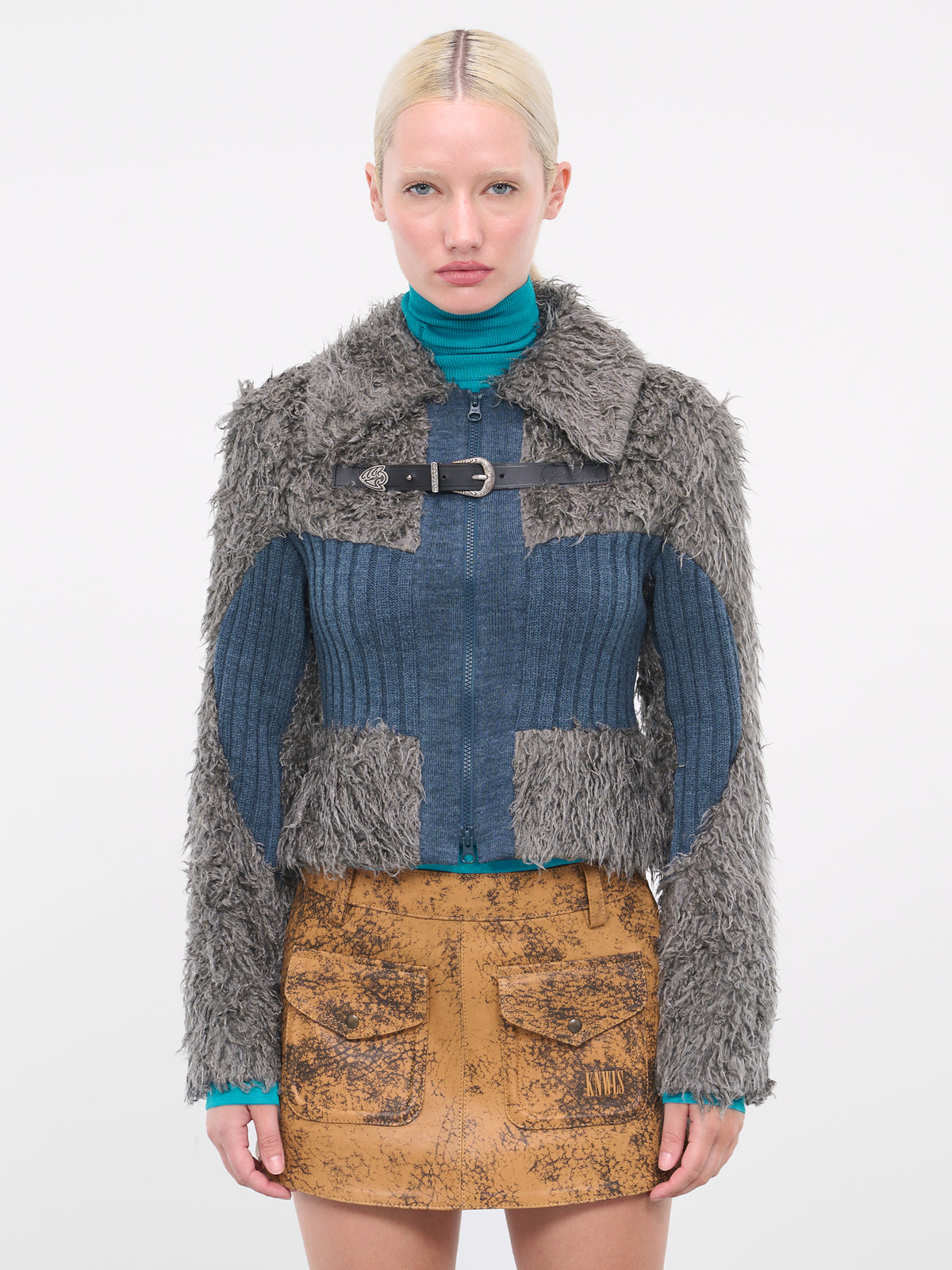 Olga Hairy Knit Zip-up Jacket (AWA537W-GREY)