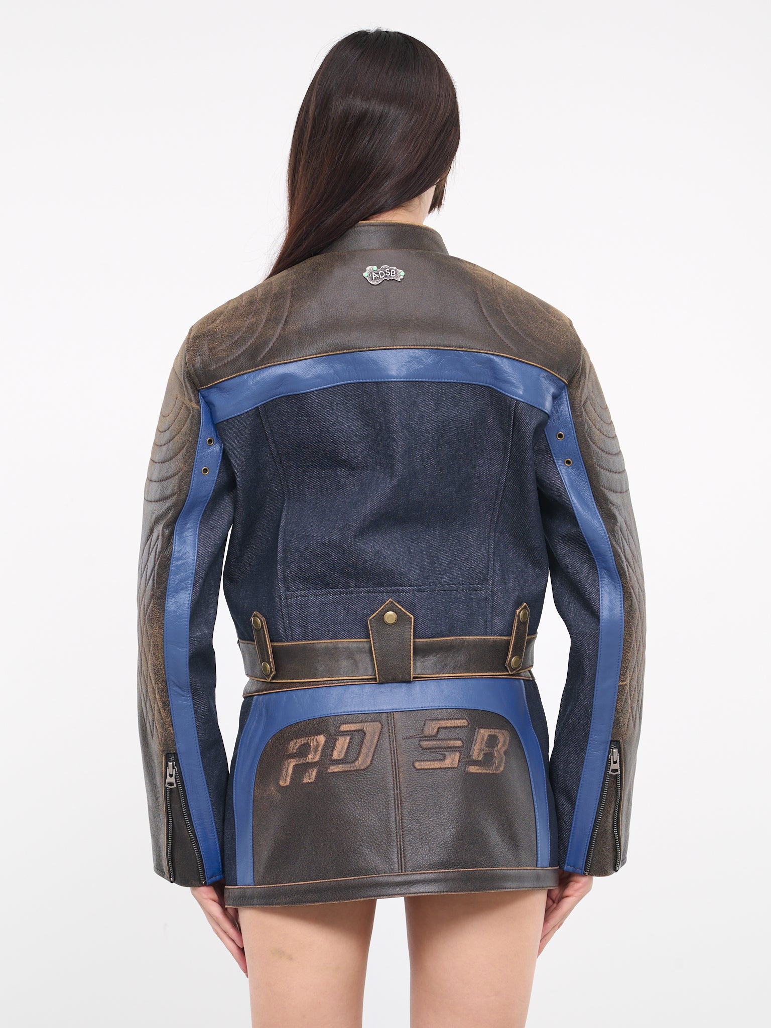 Combo Racing Leather Jacket (AWA593W-BROWN)