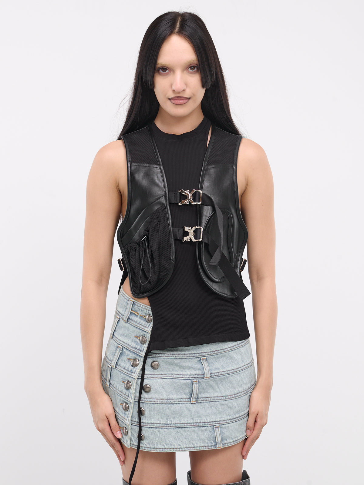 Sina Faux Leather Vest (AWA598W-BLACK)