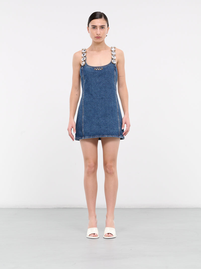 Jumbo Crystal Denim Mini Dress (AWDR0025DE01-BLUE-MEDIUM-WASH)