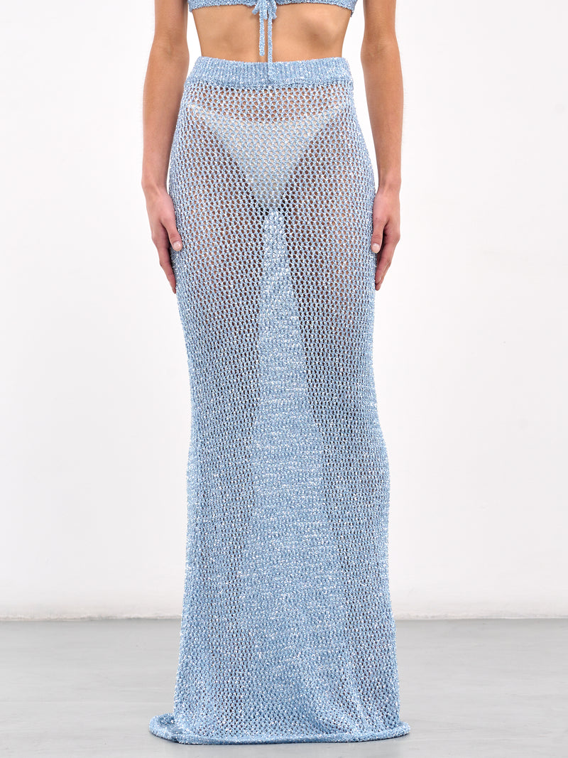 Sequin Crochet Maxi Skirt (AWKN0017YA01-LIGHT-BLUE)