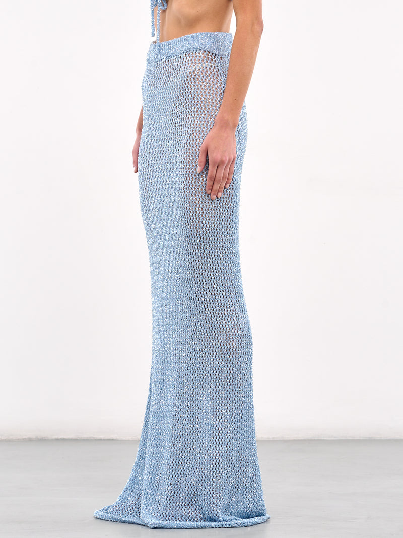 Sequin Crochet Maxi Skirt (AWKN0017YA01-LIGHT-BLUE)