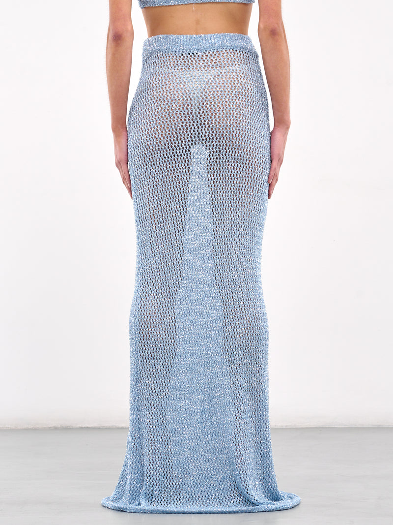 Sequin Crochet Maxi Skirt (AWKN0017YA01-LIGHT-BLUE)