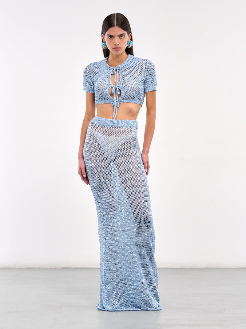 Sequin Crochet Maxi Skirt (AWKN0017YA01-LIGHT-BLUE)