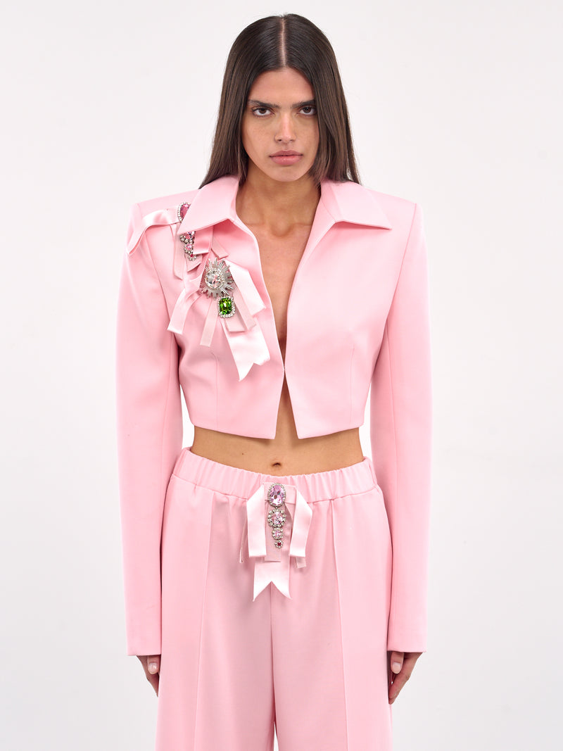 Crystal Bow Cropped Jacket (AWTA0029FA01-PASTEL-PINK)