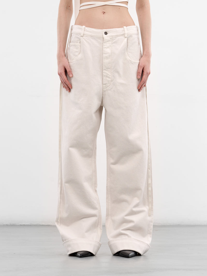 Kristel Ivory Cotton Baggy Trousers (B0010196-FA038-IVORY)