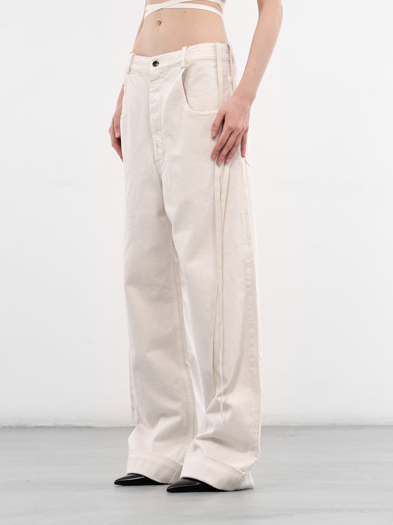 Kristel Ivory Cotton Baggy Trousers (B0010196-FA038-IVORY)