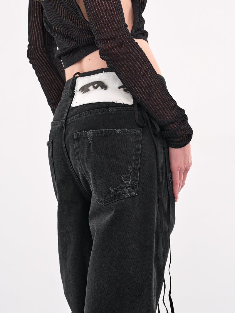 Claire Distressed Graphic Patch Jeans (B0010197-FA632-FADED-BLACK)