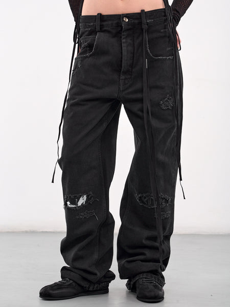 Claire Distressed Graphic Patch Jeans (B0010197-FA632-FADED-BLACK)