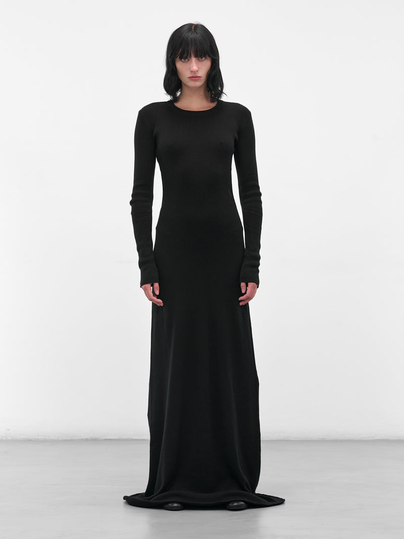 Black Eva Long Knit Dress (B0010259-FA049-BLACK)