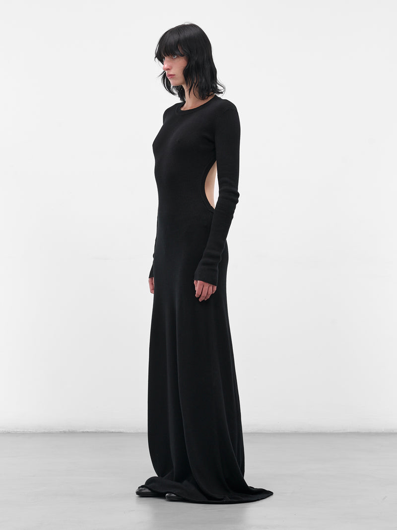 Black Eva Long Knit Dress (B0010259-FA049-BLACK)