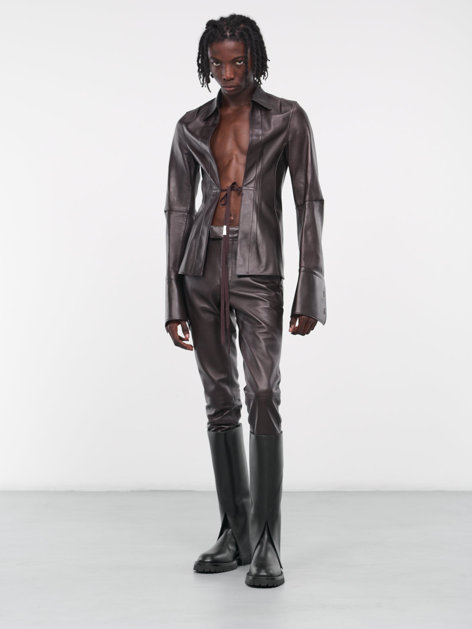 Edward Leather Trousers (B0011608-LT117-038-AUBERGINE)