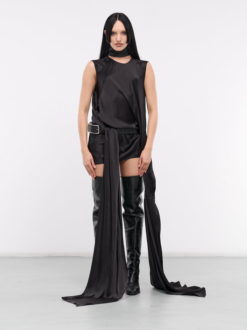 Jona Asymmetric Drape Dress (B0012037-FA134-JONA-BLACK)