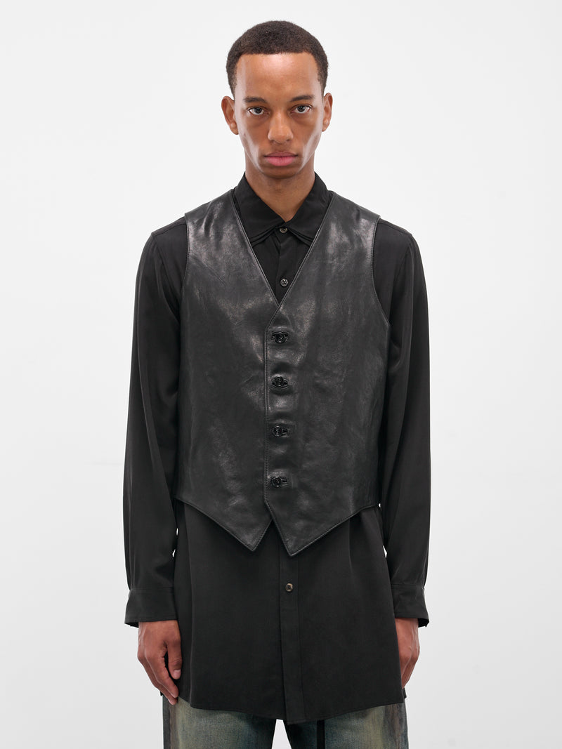 Alrik Black Lamb Leather Vest (B0012065-LT137-099-BLACK)