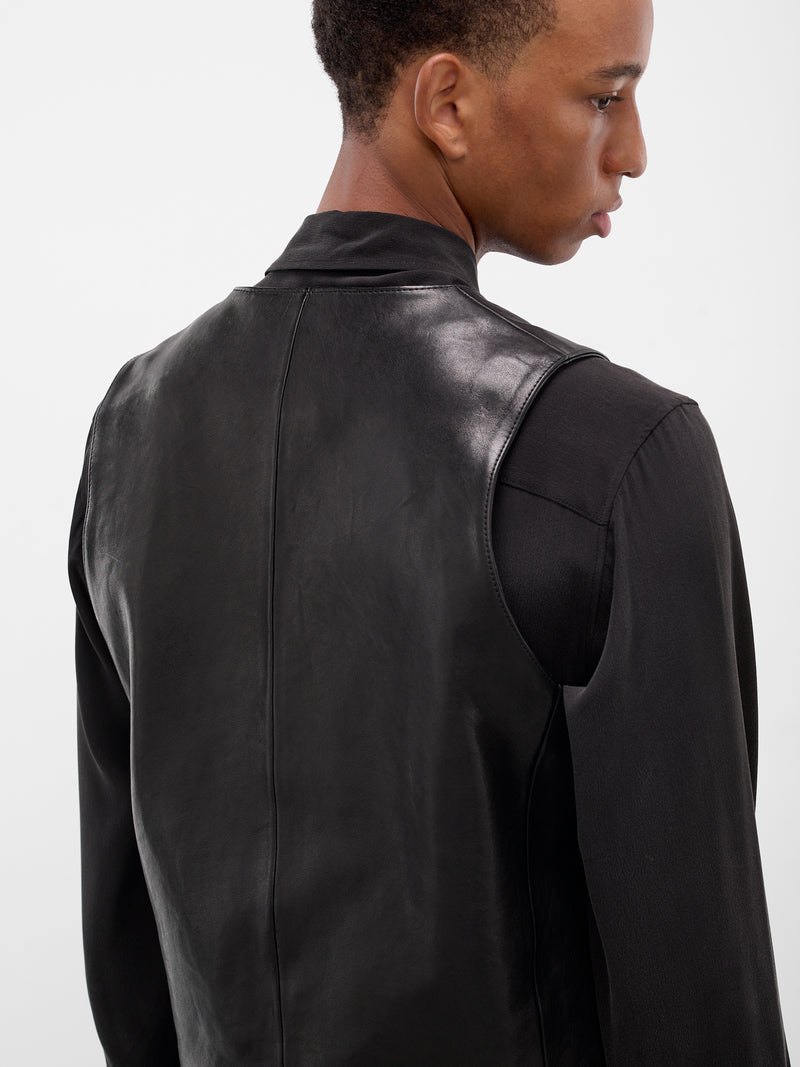 Alrik Black Lamb Leather Vest (B0012065-LT137-099-BLACK)