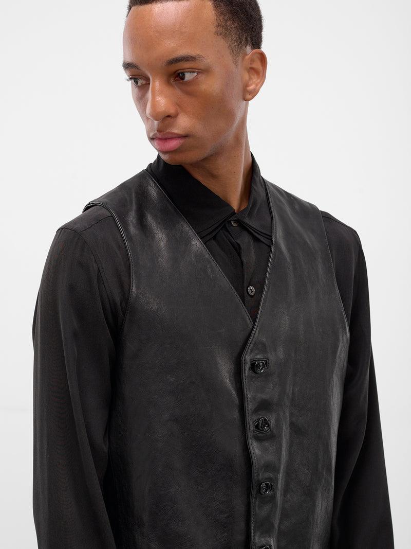 Alrik Black Lamb Leather Vest (B0012065-LT137-099-BLACK)