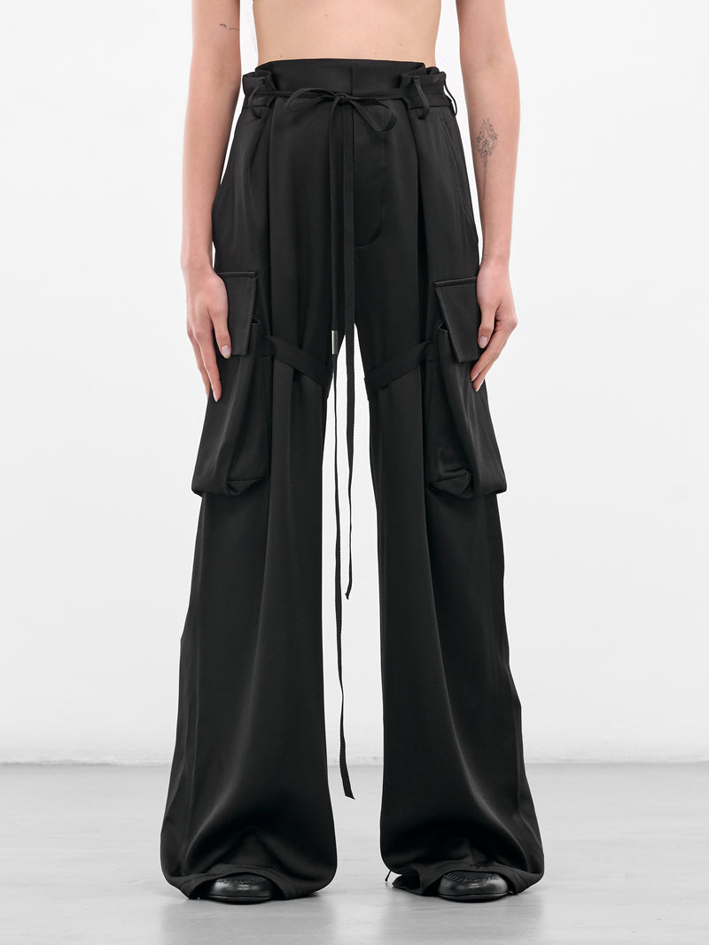 Black Fressa Satin Cargo Pants (B0012423-FA647-099-BLACK)