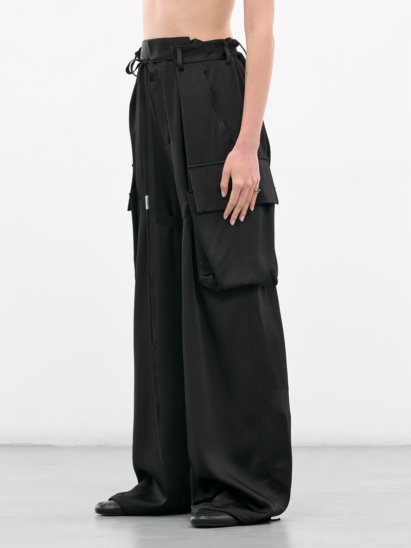 Black Fressa Satin Cargo Pants (B0012423-FA647-099-BLACK)