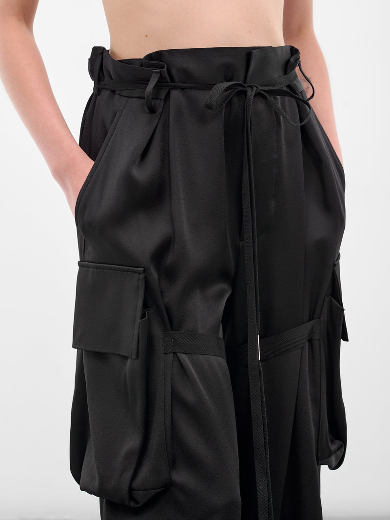 Black Fressa Satin Cargo Pants (B0012423-FA647-099-BLACK)