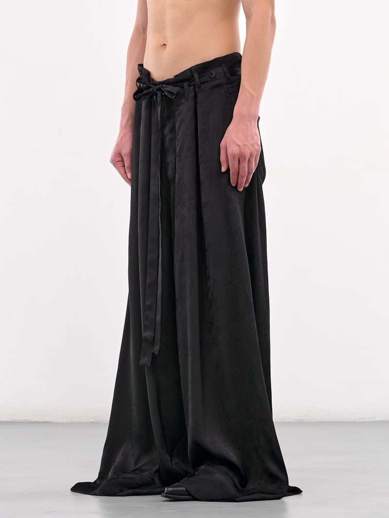 Bruse Drawstring Wide Leg Trousers (B0012744-FA611-BLACK)
