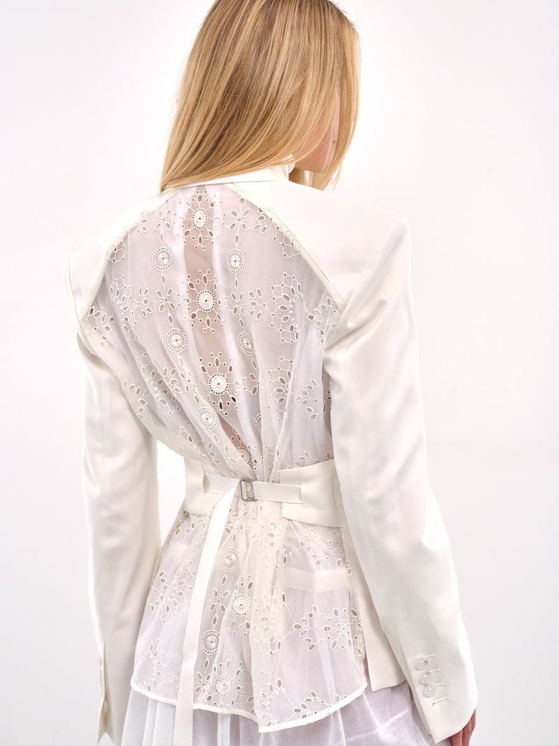 Susa Broderie Anglaise Blazer (B0012779-FA558-NATURAL-WHITE)