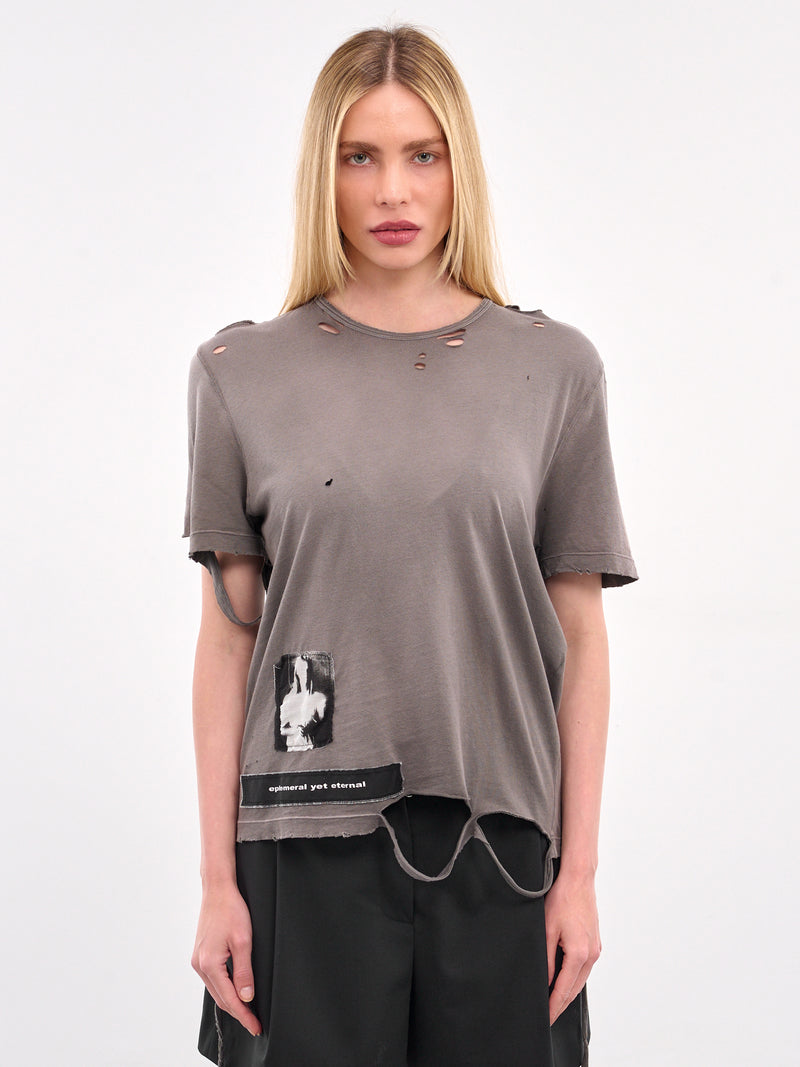 Fanie Distressed Patches Tee (B0013050-FA638-CLOUDY-GREY)