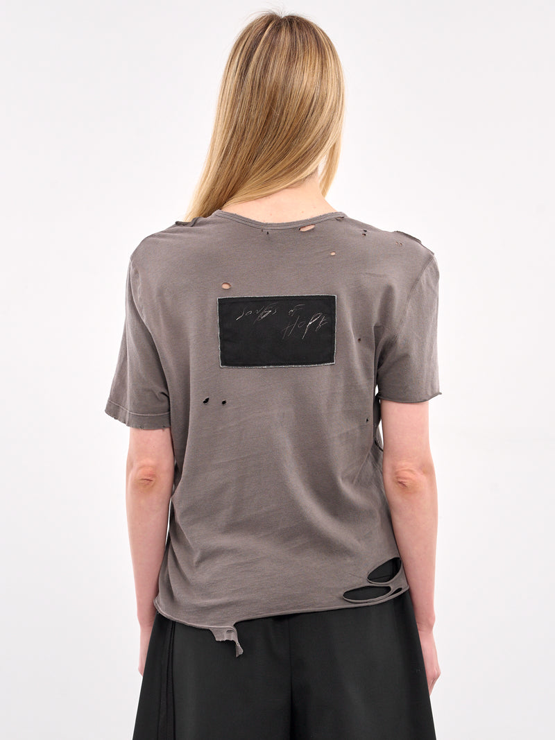 Fanie Distressed Patches Tee (B0013050-FA638-CLOUDY-GREY)
