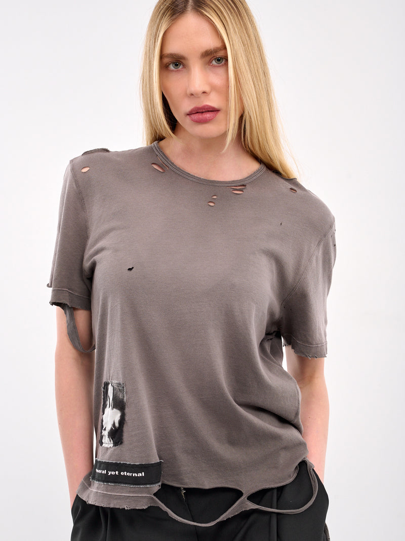 Fanie Distressed Patches Tee (B0013050-FA638-CLOUDY-GREY)