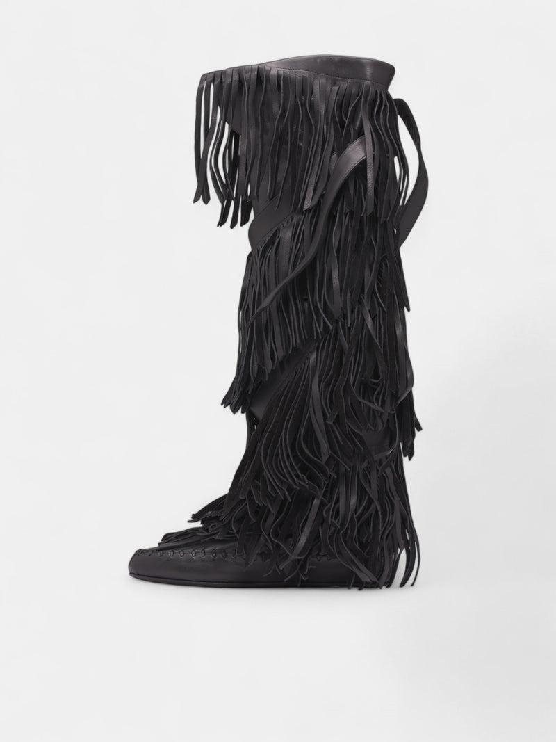 Black Aala Soft Fringe Boots (B0013364-LT170-BLACK)