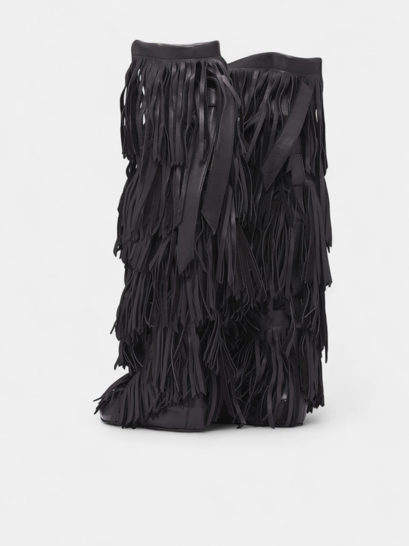 Black Aala Soft Fringe Boots (B0013364-LT170-BLACK)