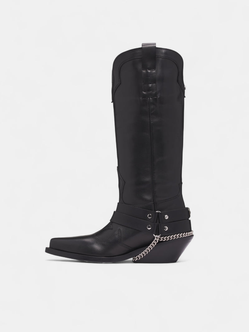 Black Leather Finnbo Santiago Boots (B0013373-LT168-BLACK)