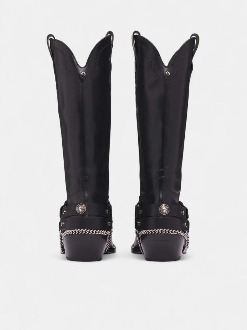 Black Leather Finnbo Santiago Boots (B0013373-LT168-BLACK)