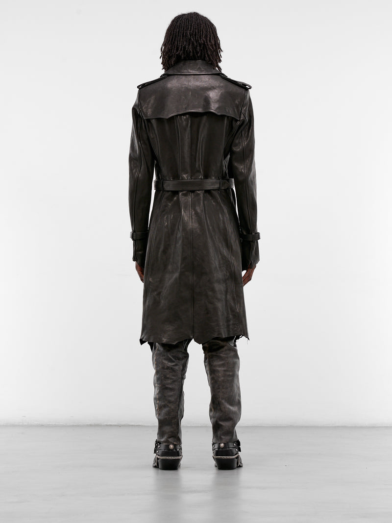 Flupke Black Vintage Leather Coat (B0013390-LT137-BLACK)