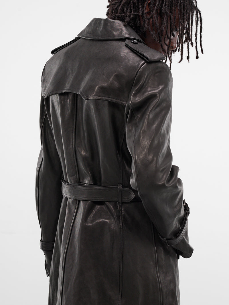 Flupke Black Vintage Leather Coat (B0013390-LT137-BLACK)