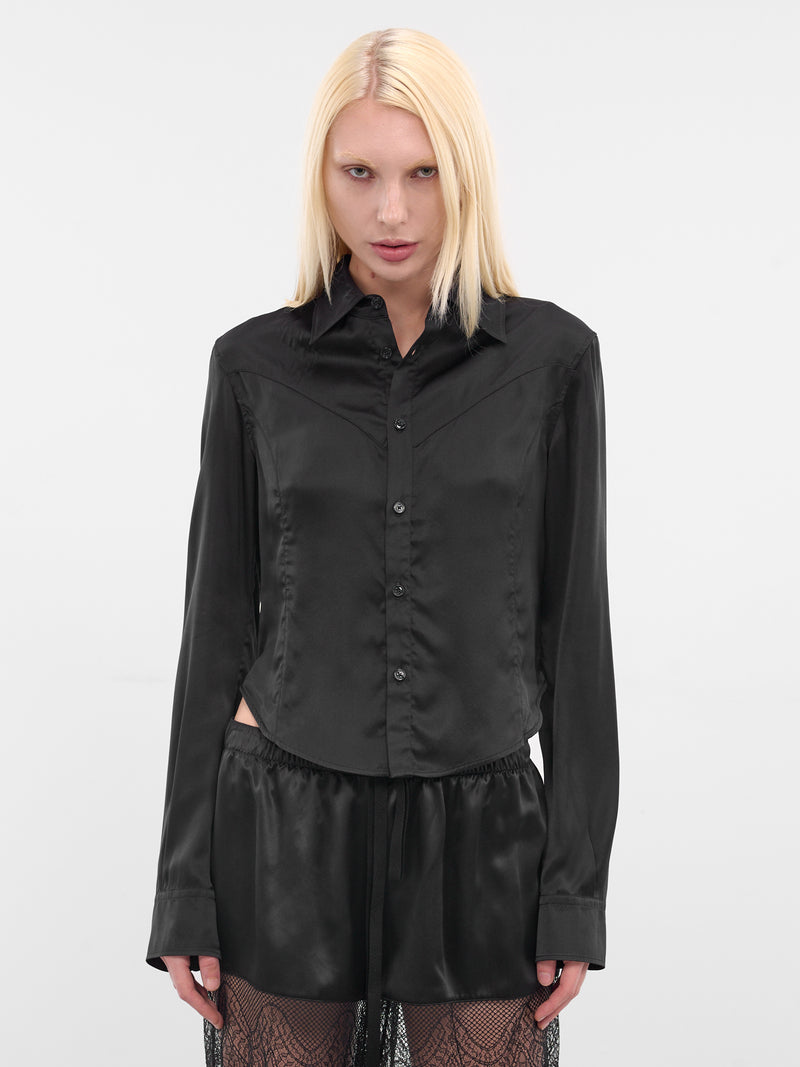 Black Drika Silk Western Shirt (B0013427-FA134-BLACK)