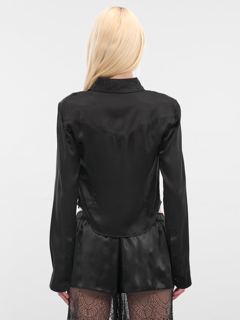Black Drika Silk Western Shirt (B0013427-FA134-BLACK)