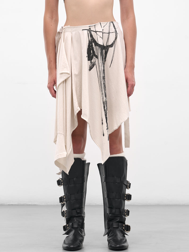 White Honorine Deconstructed Graphic Skirt (B0013455-FA697-IVORY)
