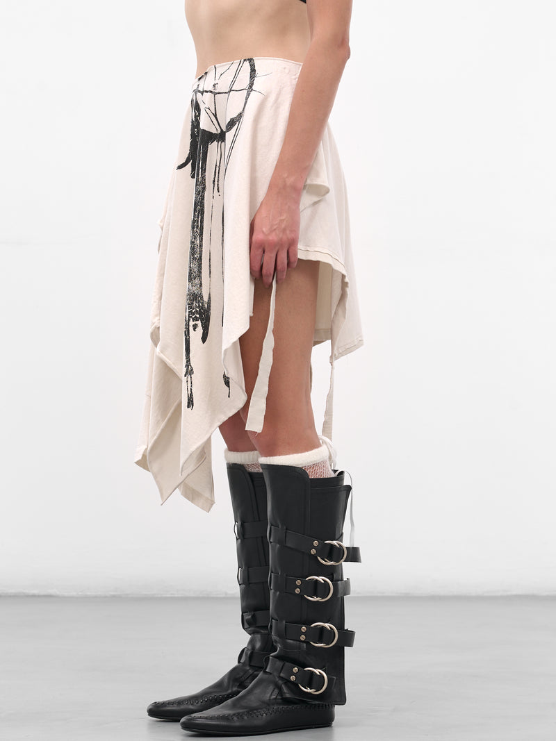 White Honorine Deconstructed Graphic Skirt (B0013455-FA697-IVORY)
