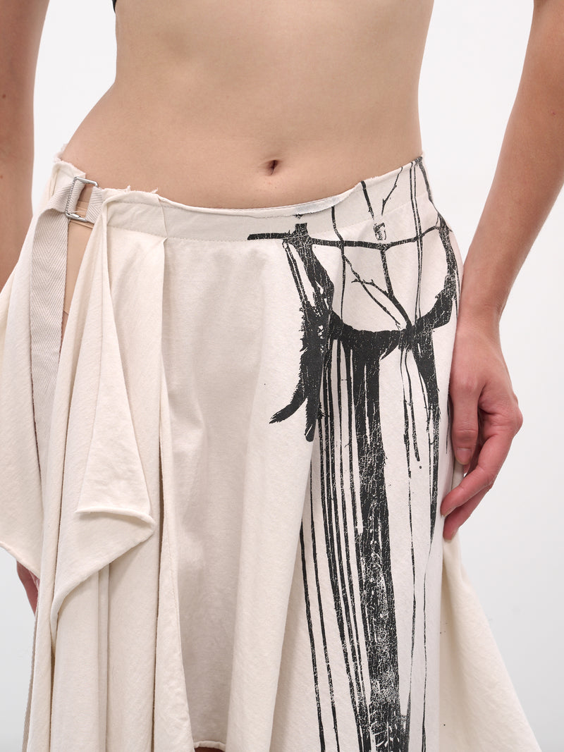 White Honorine Deconstructed Graphic Skirt (B0013455-FA697-IVORY)