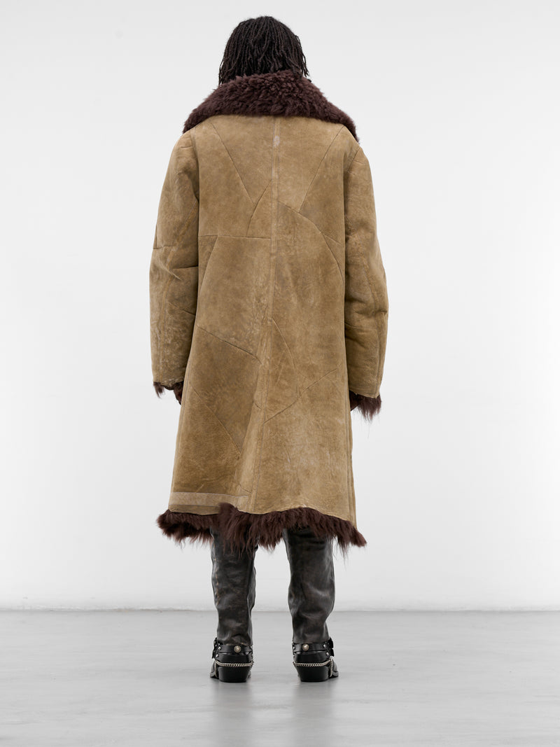 Augustijn Brown Suede Shearling Coat (B0013467-FR007-TAUPE-BROWN)