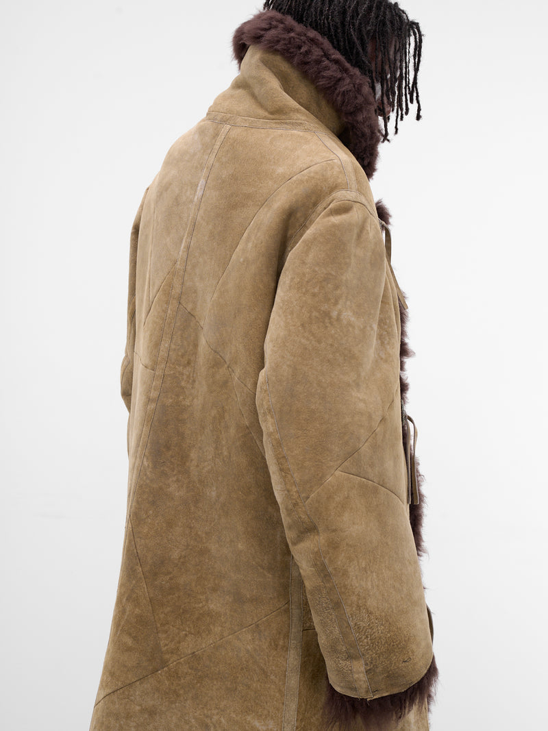 Augustijn Brown Suede Shearling Coat (B0013467-FR007-TAUPE-BROWN)